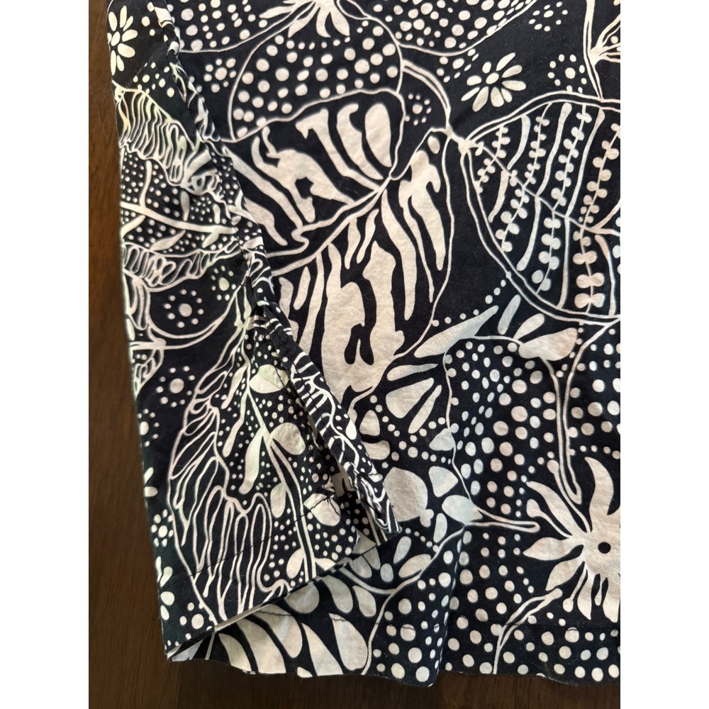 Tori Richard Honolulu Mens XL Cotton Lawn Black White Botanical Aloha Shirt - Picture 8 of 11